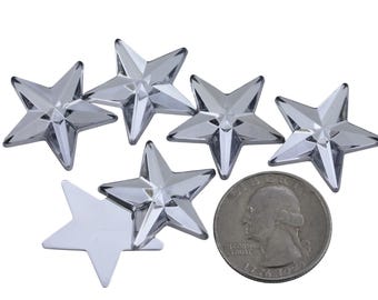 Adornos de estrellas de cristal transparente con base plana de acrílico para joyería, manualidades, disfraces, invitaciones y cosplay (5 tamaños)