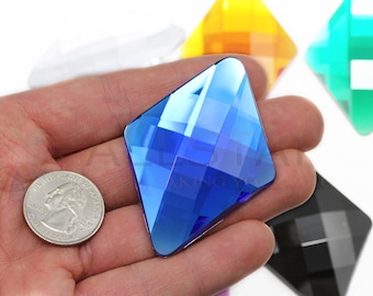 Extra Large Blue Sapphire Flat Back Acrylic Diamond Gems Plastic Rhinestones Cosplay Costume Making Jewels Craft Embellishments - 3 Sizes