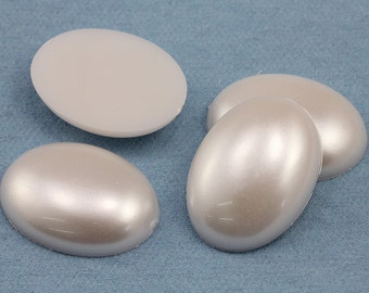 25x18mm Pearl H310 Flat Back Oval Acrylic Pearl Cabochons Plastic Gems for Crafts Costume Embelishments Jewelry Making Cosplay Jewels 20 Pcs