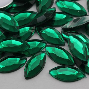 Grün Smaragd Navette Flache Rückseite Acryl Strass Marquise Handwerk Auge Kostüm Verzierungen Karten Juwelen Schmuck Cosplay Kunststoff Edelsteine