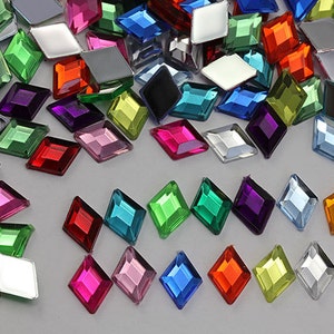 Diamond Assorted Colours Plastic Acrylic Flat Back Rhinestones For Crafts Embellishments Card Invitations, Gemstones Allstarco Jewels, Jewelry Making, Cosplay, Props, DIY Projects, High Quality Premium Rhinestones for Garments Fashion Schools
