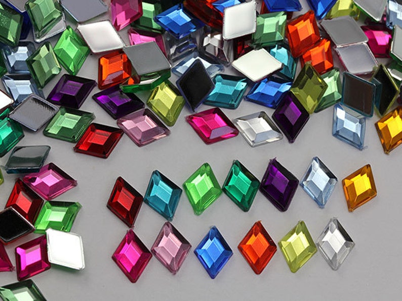 Diamond Assorted Colours Plastic Acrylic Flat Back Rhinestones For Crafts Embellishments Card Invitations, Gemstones Allstarco Jewels, Jewelry Making, Cosplay, Props, DIY Projects, High Quality Premium Rhinestones for Garments Fashion Schools