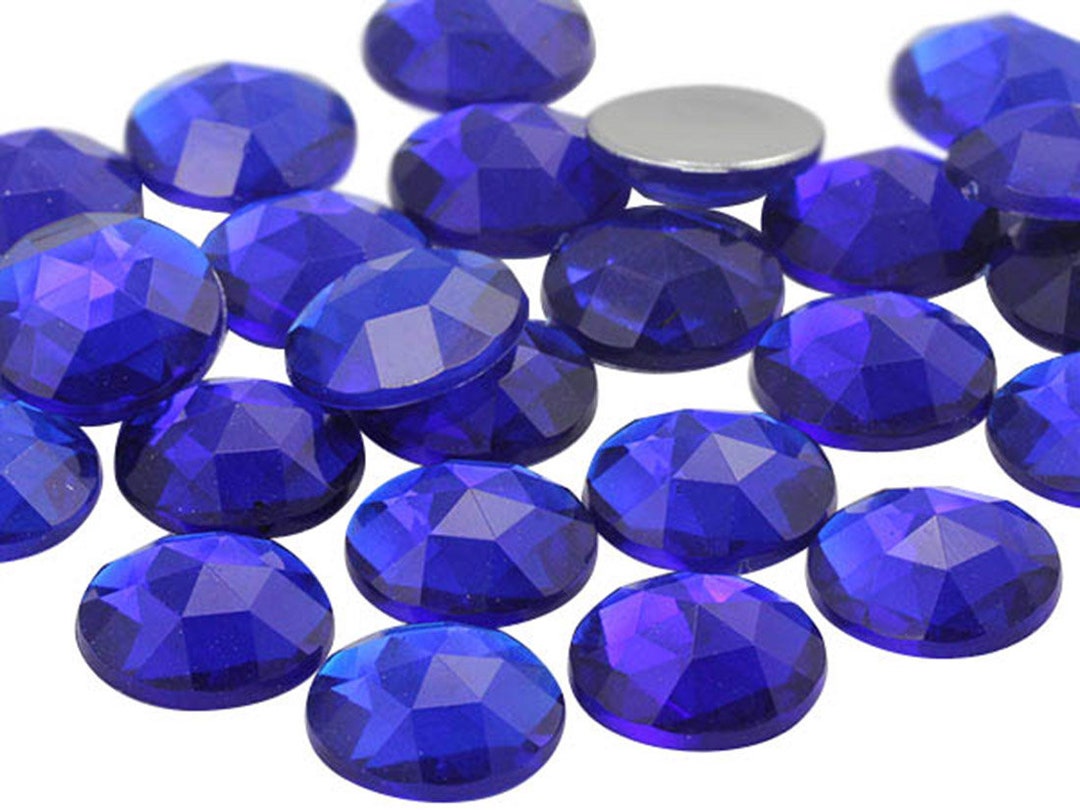 40x30mm Blue Sapphire .PH Flat Back Oval Acrylic Gemstones 4 Pcs