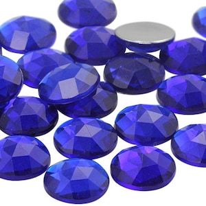 Diamantes de imitación acrílicos redondos de zafiro azul oscuro con parte trasera plana, gemas circulares de plástico para confección de disfraces, joyas de cosplay, adornos artesanales, 4 tamaños