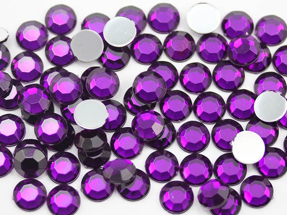 1000pcs Acrylic Rhinestones Flat Back Purple Amethyst Scrapbooking