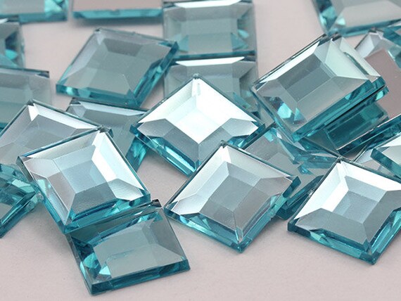 Blue Aqua Lite .QR120 Flat Back Square Acrylic Jewels Rhinestones Craft Gems  Costume Cosplay Jewelry Making Embelishments 4 Sizes 