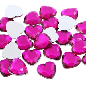 Roze fuchsia platte achterkant hart acryl juwelen plastic steentjes scrapbooking sieraden maken kostuum edelstenen cosplay versieringen-3 maten