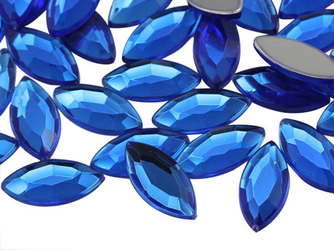 Acryl-Steine Navette-Form 15x7mm - Flach, Facettiert, Silberfoliert Für Schmuck, Kostüme & Basteln