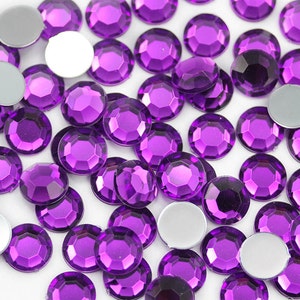 1000 peças de strass acrílicos com fundo plano, roxo, ametista claro, para scrapbooking, fabricação de joias, artesanato de plástico, pedras preciosas, para fazer cartões, enfeites, 6 tamanhos