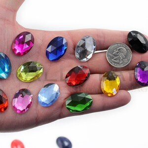 Oval Assorted Colours Plastic Acrylic Flat Back Rhinestones For Crafts Embellishments Card Invitations, Gemstones Allstarco Jewels, Jewelry Making, Cosplay, Props, DIY Projects, High Quality Premium Rhinestones for Garments Fashion Schools