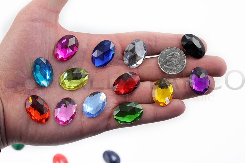 Oval Assorted Colours Plastic Acrylic Flat Back Rhinestones For Crafts Embellishments Card Invitations, Gemstones Allstarco Jewels, Jewelry Making, Cosplay, Props, DIY Projects, High Quality Premium Rhinestones for Garments Fashion Schools
