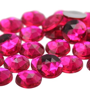 Pink Fuchsia Magenta Flat Back Round Acrylic Rhinestones Plastic Circle Gems For Costume Making Cosplay Jewels Crafts Embellishments 9 Sizes