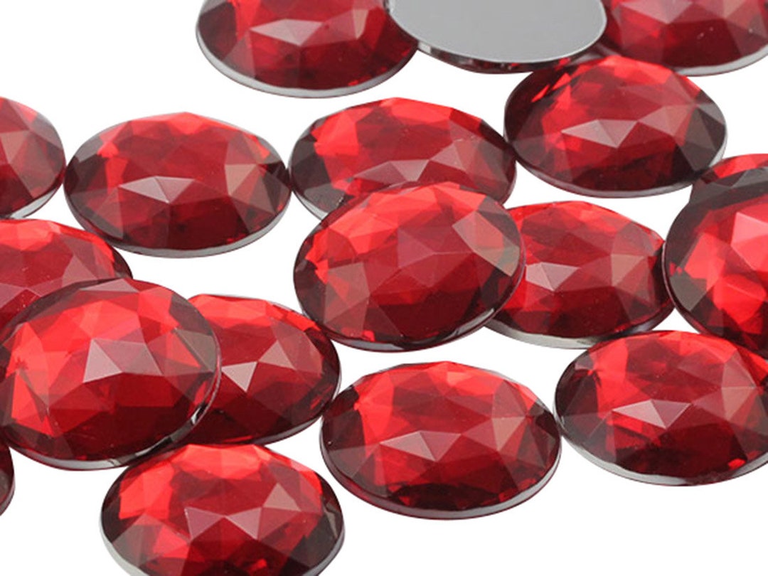 Red Ruby H103 Flat Back Round Acrylic Rhinestones Plastic Circle