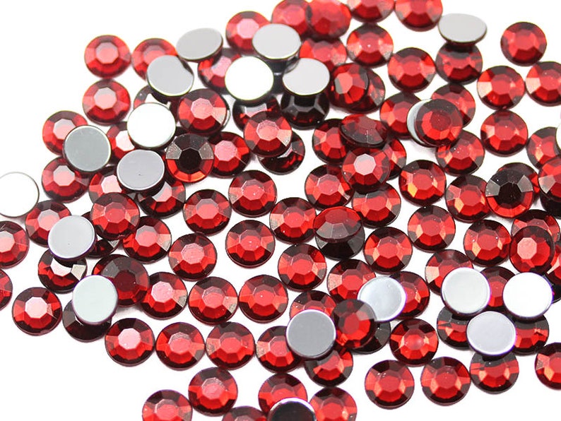 1000pcs Acrylic Rhinestones Flat Back Red Dark Ruby Garnet Scrapbooking ...