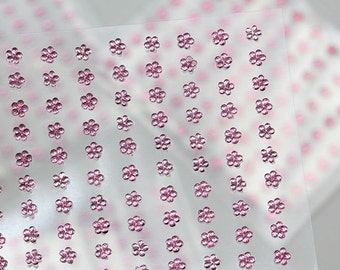 500PCS Pink Acrylic Stick On Flowers Rhinestones Self Adhesive Gems Face Gems Body Art Jewels For Scrapbooking or Card Making 3mm