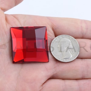 Pietre preziose in acrilico con retro piatto quadrato rosso rubino, pietre preziose per artigianato, bigiotteria, abbellimenti - 5 misure