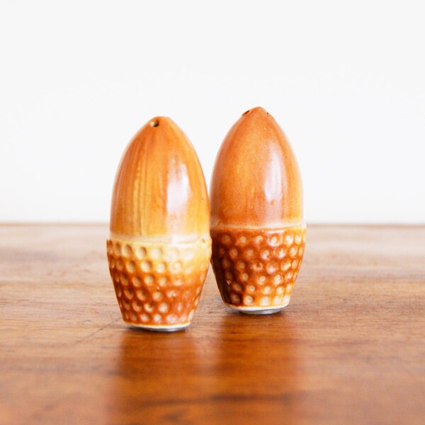Acorn Vintage sal y pimentero conjunto campo madera ardilla caramelo