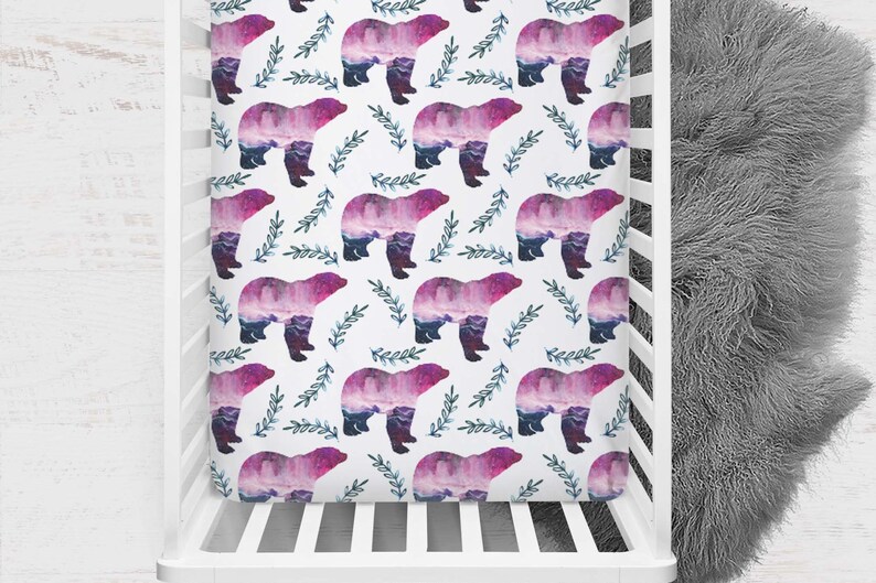 Crib Sheet Space Polar Bear Galaxy Bear Fitted Crib Sheet Etsy