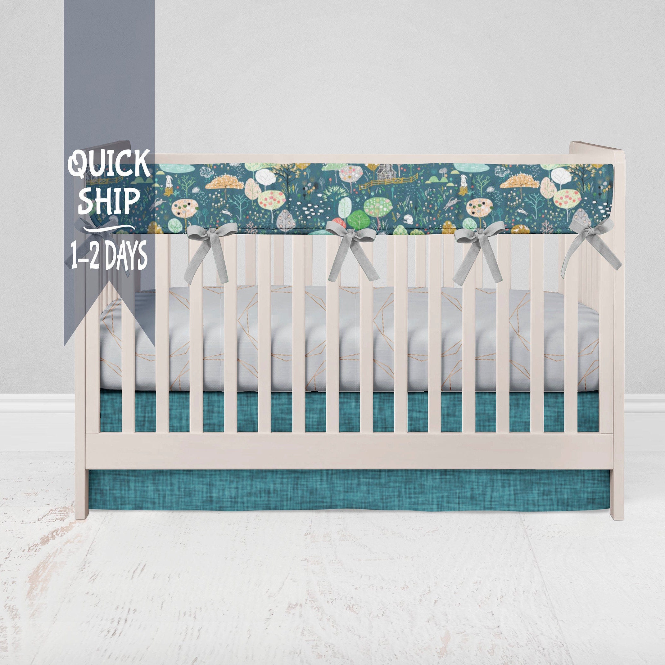 Ambrosia Orchard Crib Rail Guard Floral Baby Bedding Baby Etsy