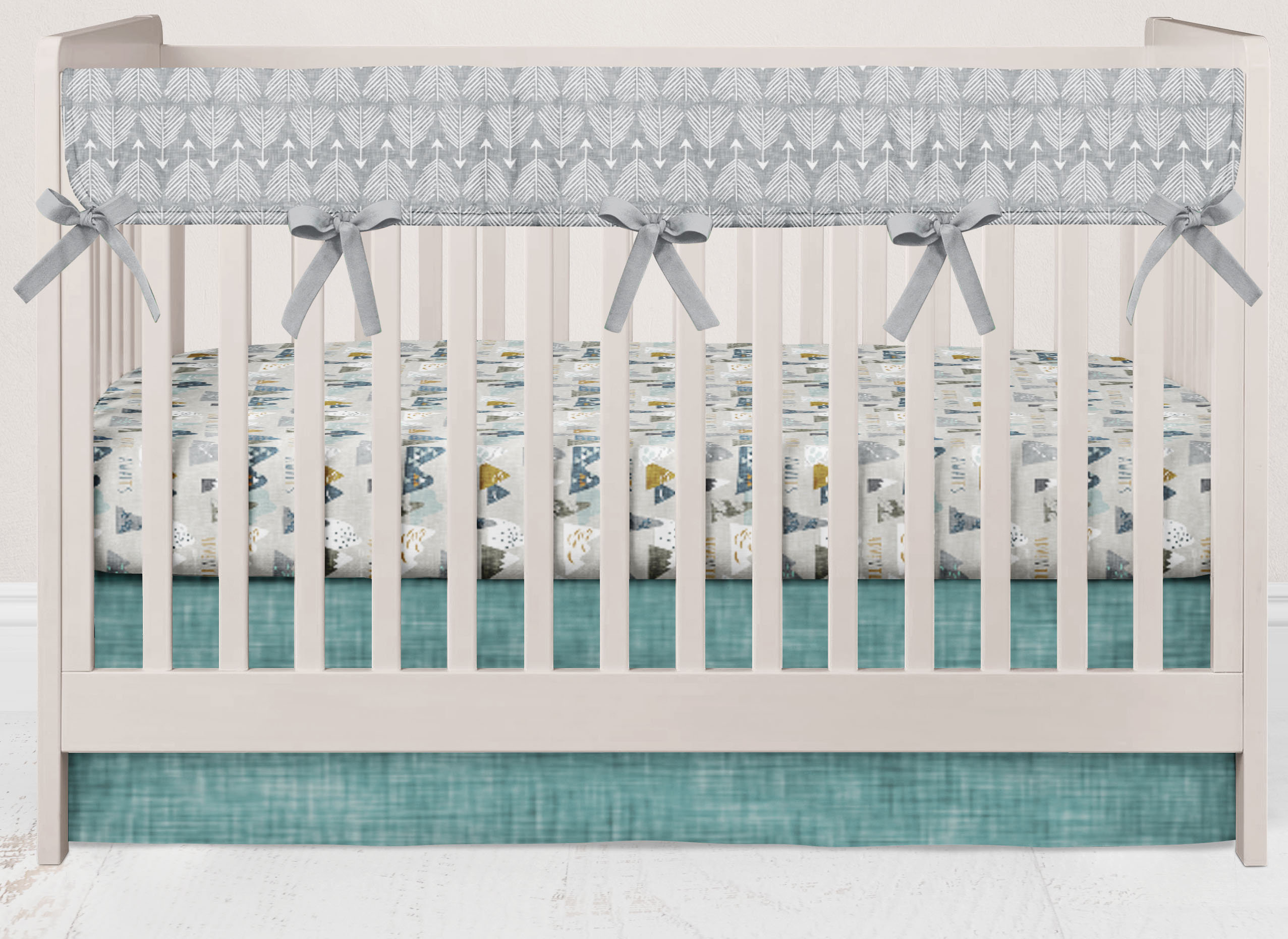 Crib Rail Guard Gray Arrows Adventurer Baby Bedding Baby Etsy