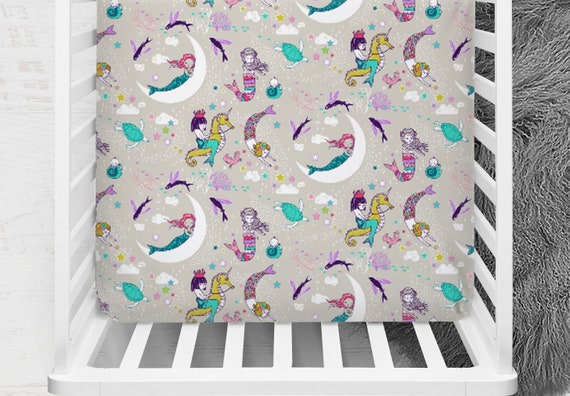 Crib Sheet Mermaid Underwater World Crib Sheet Minky Crib Sheet Baby Bedding Fitted Sheet Mermaid Baby Bedding Baby Girl Crib Sheet