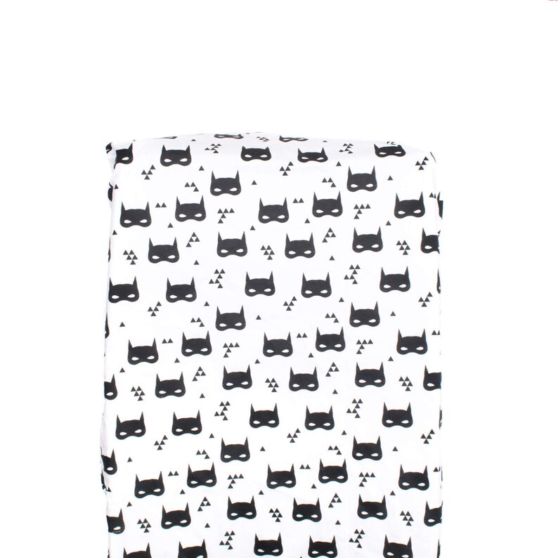 Super Hero Nursery Monochrome Baby Bedding Super Hero Fitted Crib Sheet Minky Crib Sheet Crib Sheet Super Hero Bat Mask Baby Bedding