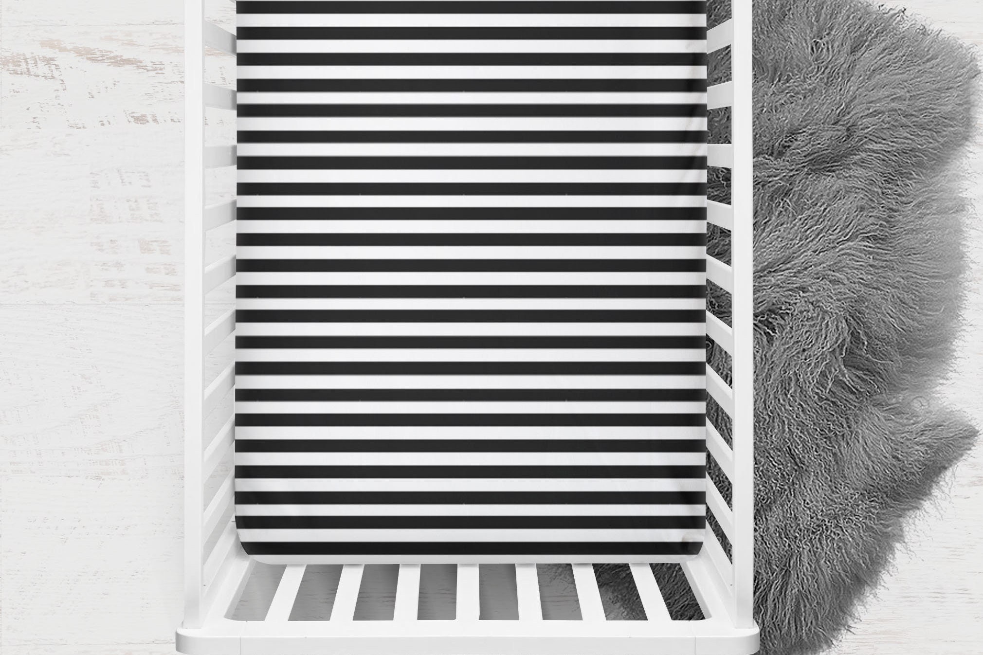 black and white striped crib sheet