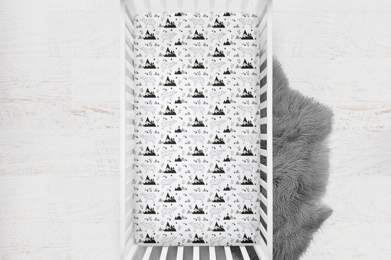Polar Bear Crib Sheet Geometric Crib Sheet Minky Crib Sheet Etsy