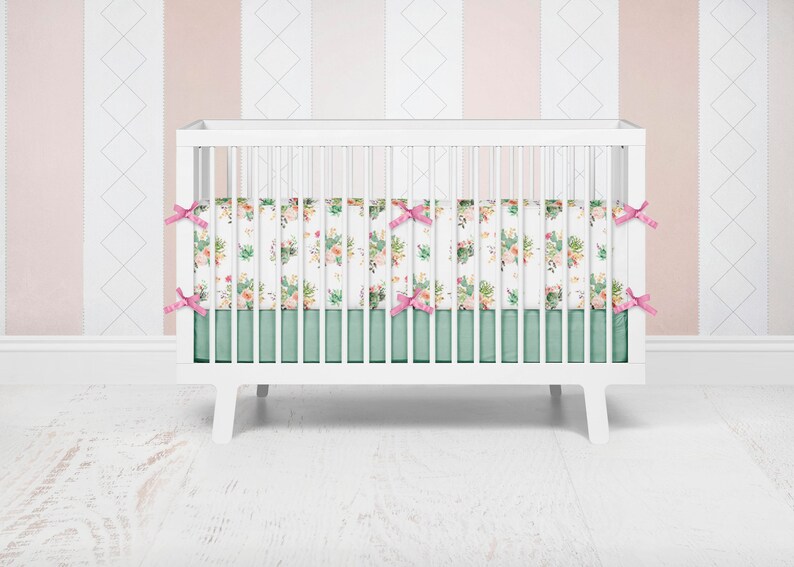 Western Floral Cactus Crib Bumper Cactus Girl Bedding Cactus Etsy