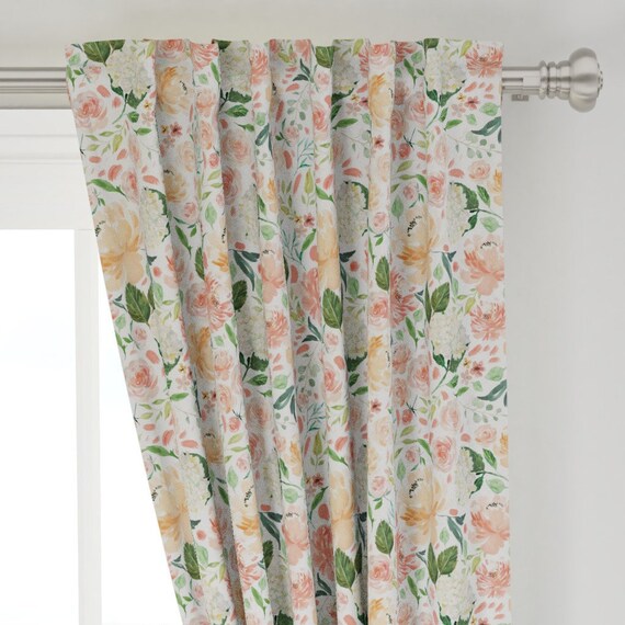 Nursery Curtains Peaches And Cream Floral Floral Nursery Etsy