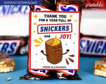 Printable Candy Thank You Tags: Teacher & Employee Appreciation (Digital Download)