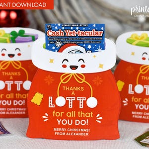 Porta biglietti da grattare della lotteria di Natale stampabile / Regalo di apprezzamento per gli insegnanti / Biglietto della lotteria / Etichetta regalo per biglietti della lotteria gratta e vinci