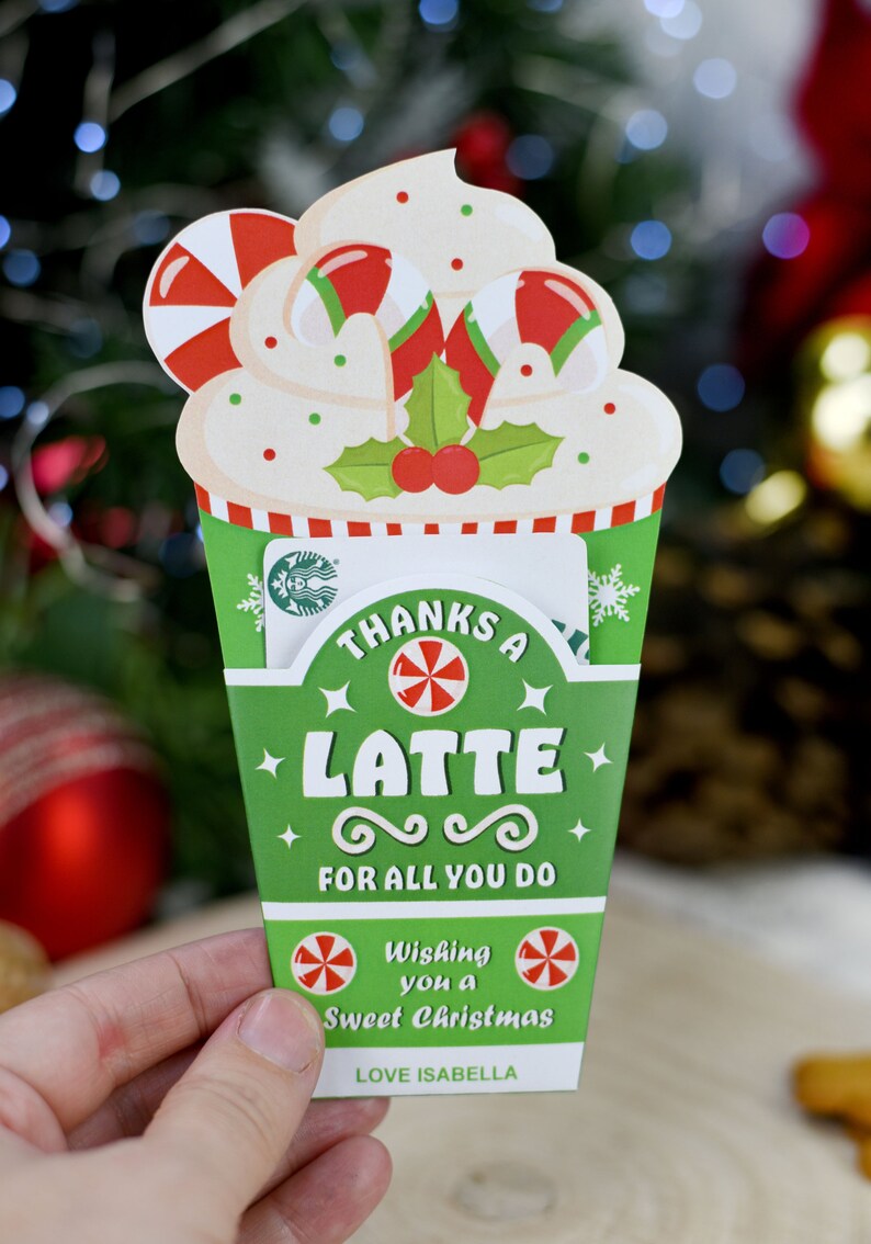 Printable Christmas Coffee Gift Card Holder: Teacher Employee Gift (PDF ...
