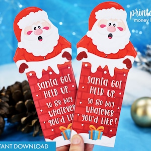 Portamonedas navideño imprimible / Portatarjetas de regalo divertido de Papá Noel / Sobre navideño para dinero / Bolsillo para tarjetas de regalo o dinero