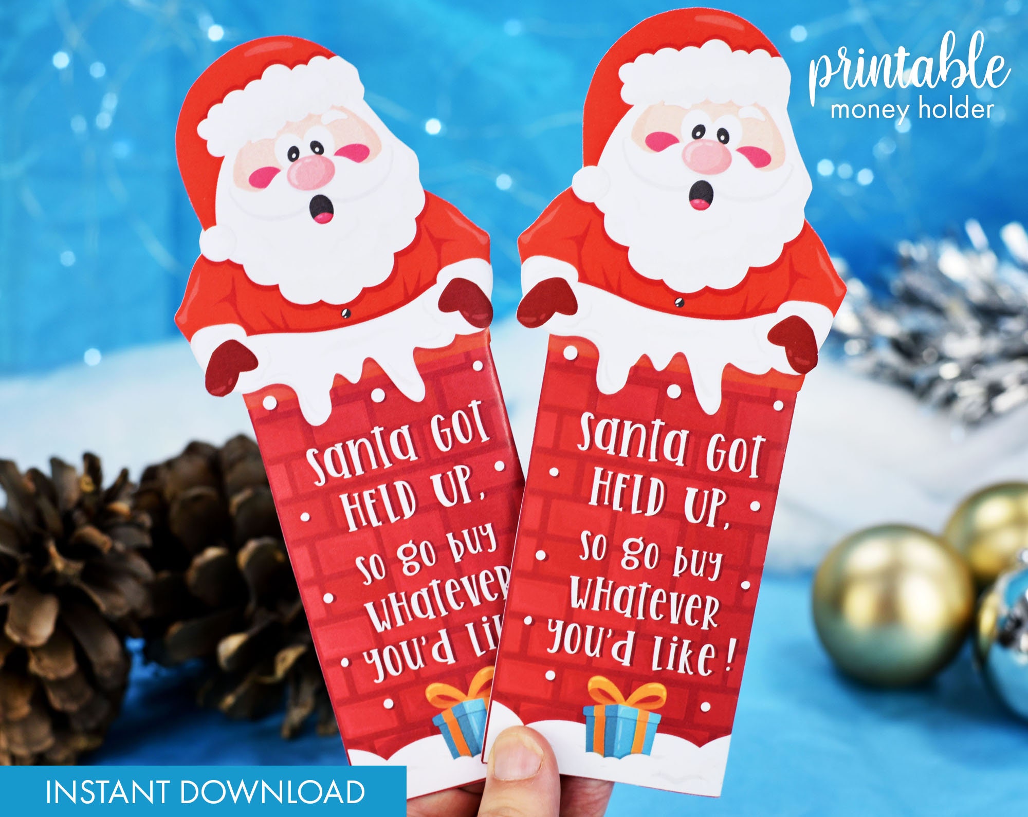 printable christmas money holder | funny santa gift card holder