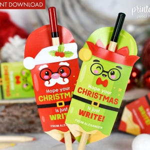 Porta-lápis de Natal para impressão | Presente de Natal para sala de aula | Presente sem doces | Presente de Natal para lápis | Lembrancinha para sala de aula | Presente para alunos
