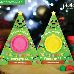 Weihnachtsbaum Knete Halter | Printable Ferien-Klasse Geschenke | Nichtsüßigkeitsgeschenk | Kleines Geschenk Weihnachtsbaum Knetmasse Klassenzimmer Favor