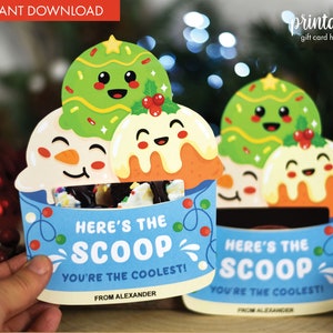 Printable Weihnachtsgeschenk-Kartenhalter | Eis Weihnachtskartenhalter | Weihnachten Lehrer Geschenk | Mitarbeiter Geschenk | Co Worker Geschenk