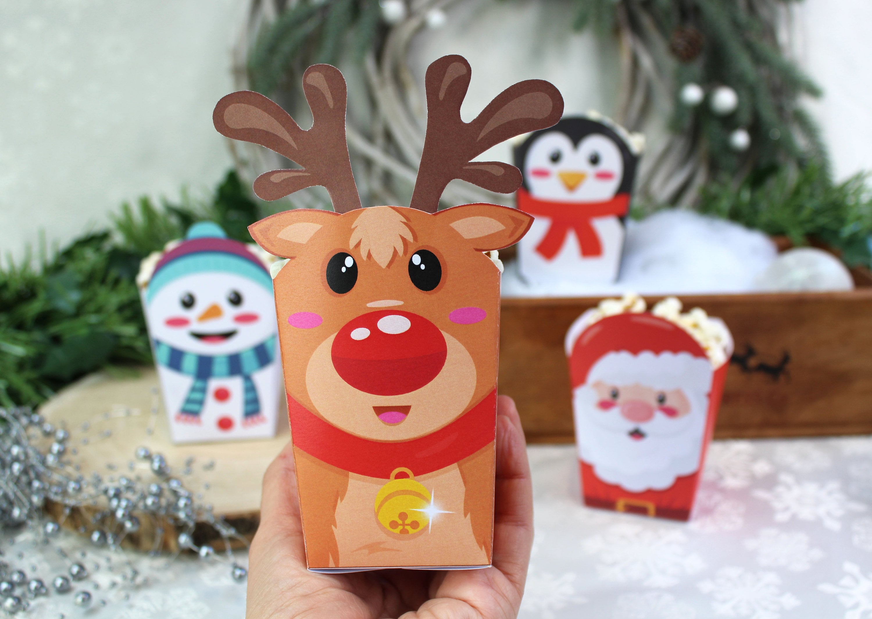 Christmas Popcorn Box Printable PDF Christmas Snack Box - Etsy UK