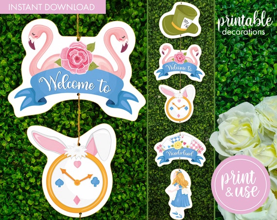 Alice in Wonderland Party Decoration | Printable Welcome Sign | Alice in Wonderland Decor | Mad Hatters Tea Party Decor | Welcome Sign Il_570xn