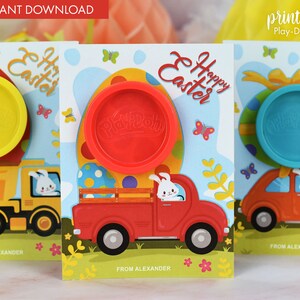 Printable Easter Play Dough Gift Cards Car Design Pack of 3  | Class Easter Gifts | Non-candy Gift | Small Gift | Classroom Favor For Kids
