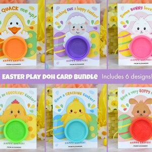 Tarjeta de regalo de Pascua con plastilina / Regalo imprimible para compañeros de clase / Regalo sin dulces / Pequeño obsequio para fiesta con plastilina hecha a mano / Paquete de 6 diseños