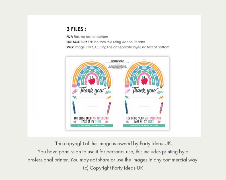 Rainbow Teacher Thank You Gift Card Holder (printable PDF) - Etsy