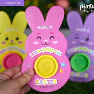 Easter Play Dough Gift Card | Printable Class Easter Gifts | Non-candy Gift | Small Gift | Colorful Bunny | Easter Classroom Favor