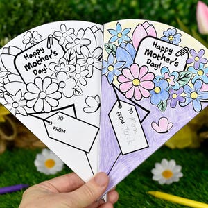 Printable Mother's Day Flower Bouquet Coloring Card (digital Download ...