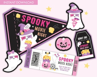 Halloween Movie Night Printables: Gift Basket Flags & Tags (PDF)