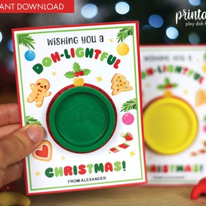 Tarjeta de regalo navideña con plastilina / Regalos imprimibles para las fiestas de la clase / Regalo sin dulces / Adorno pequeño para regalo con plastilina DIY Mini obsequio para el aula