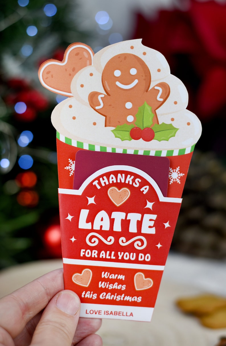 Printable Christmas Coffee Gift Card Holder: Teacher Employee Gift (PDF ...