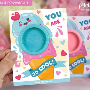 Knetkarte Valentinstag Geschenkkarte | Printable Class Valentinstag Geschenke | Nichtsüßigkeitsgeschenk | Kleines Geschenk Eis Design | Klassenzimmer Geschenk