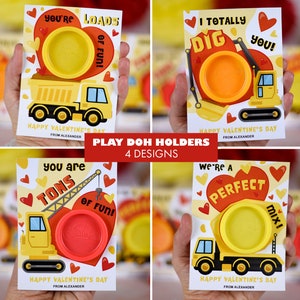 Carte-cadeau imprimable de la Saint-Valentin en pâte à modeler pour garçons, 4 modèles de Cadeaux sans sucrerie pour la classe | Cadeau de la classe